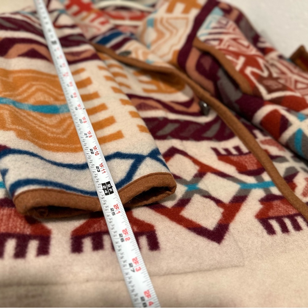 Justin Kraff Reversible Wool Car Coat Southwestern Oversized 12-14 Medium/Large - Picture 12 of 16